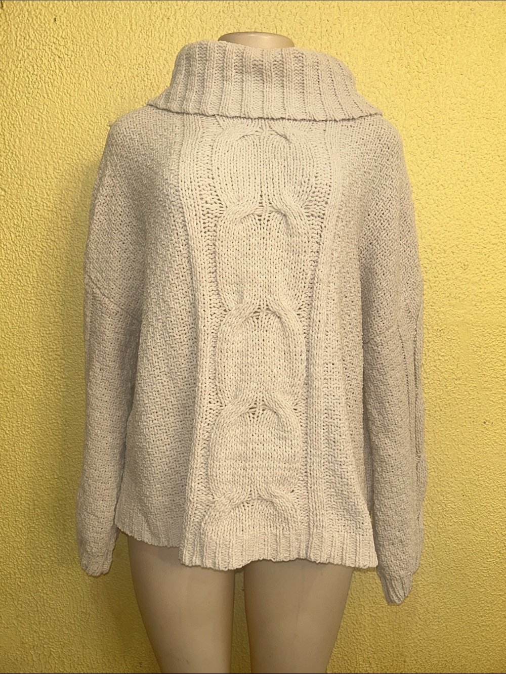 Seven7 Cream Cable Knit Cowl Sweater